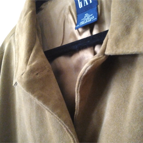 GAP Womens Brown Soft Calf Suede Blazer Coat Lined 3 Button Front Pockets US XL - Picture 10 of 11